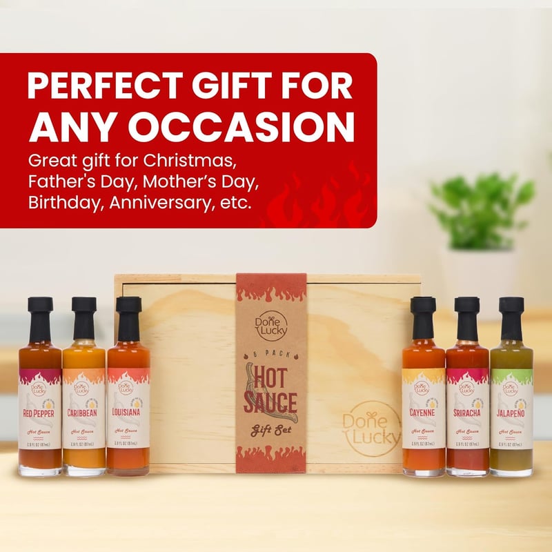 Father's Day Hot Sauce Set in Wooden Box