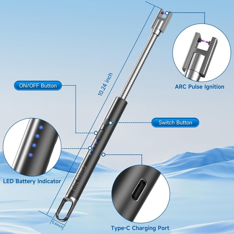 Electric Flameless Arc Lighter, USB Rechargeable, 2-Pack