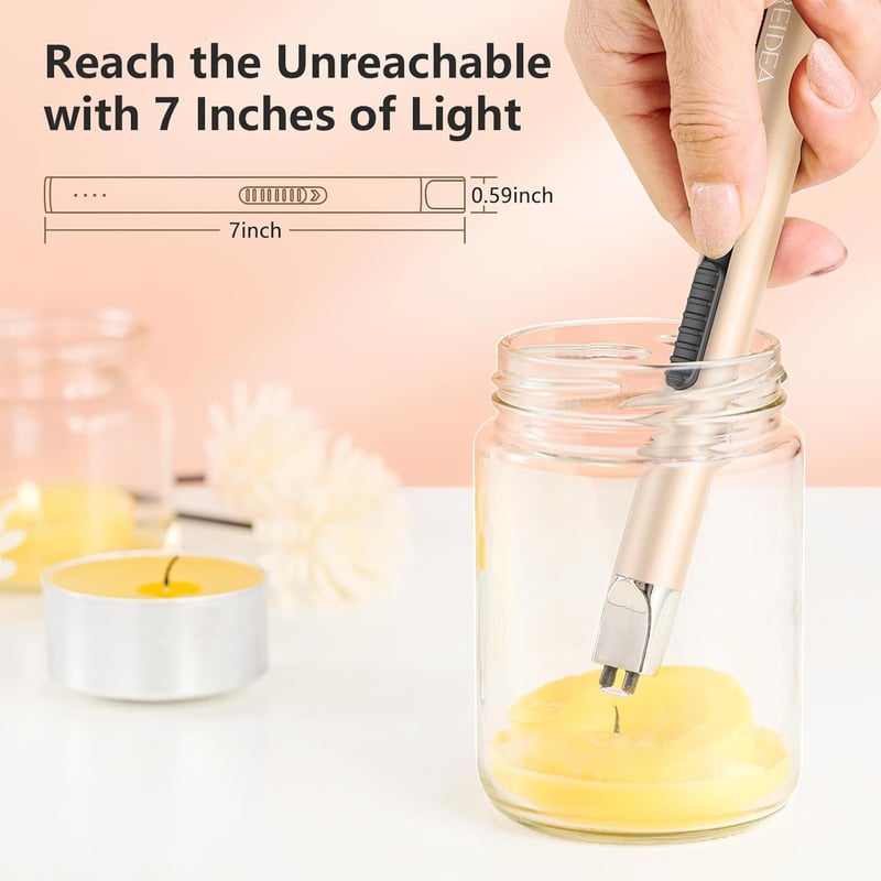 Electronic Candle Lighter, USB Rechargeable, Champagne Gold
