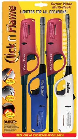 Wind-Resistant Utility Lighter 4-Pack for BBQ & Kitchen