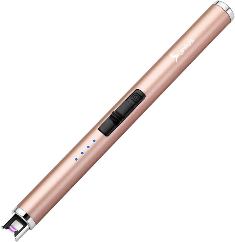 Rechargeable Windproof Plasma Lighter - Champagne Gold
