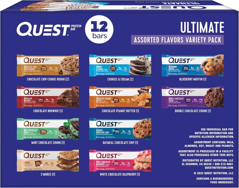 Quest Protein Bars Variety Pack, High Protein & Keto, 12 Count