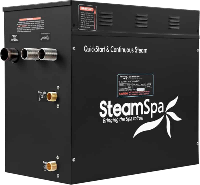 Steam Shower Generator Kit, 12kW, Matte Black, Wi-Fi Control