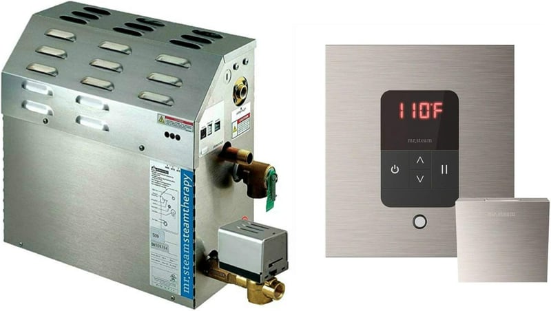 Steam Bath Generator, Square Brushed Nickel, 360 ft³