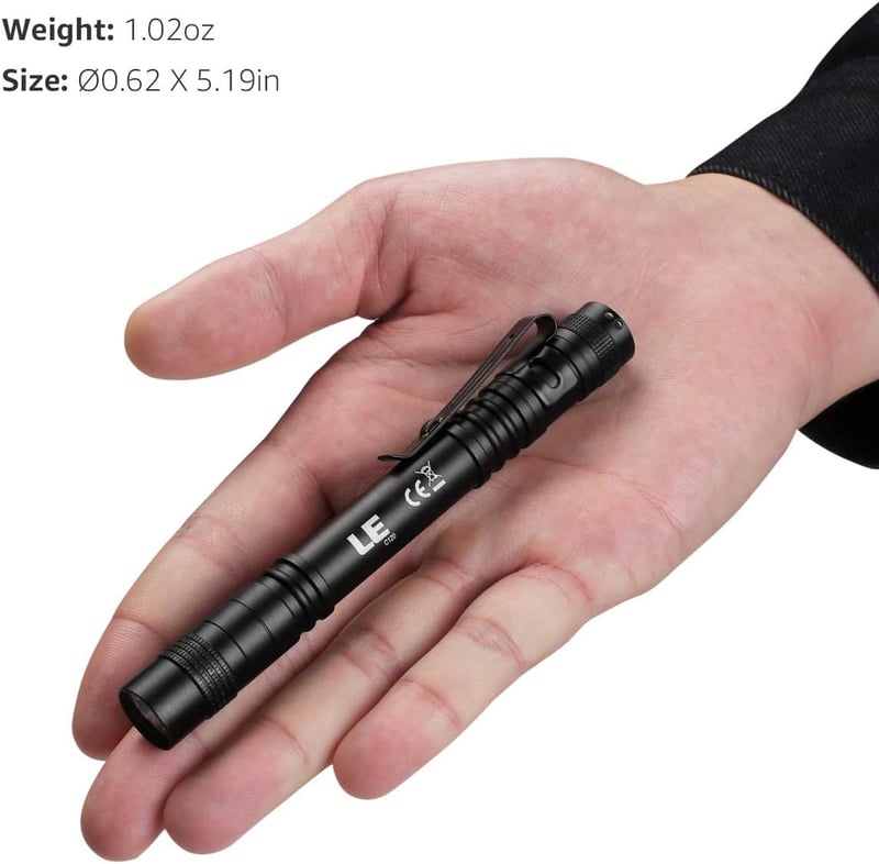 Mini Waterproof LED Pen Flashlights, 2-Pack with Clip for Work & Emergency