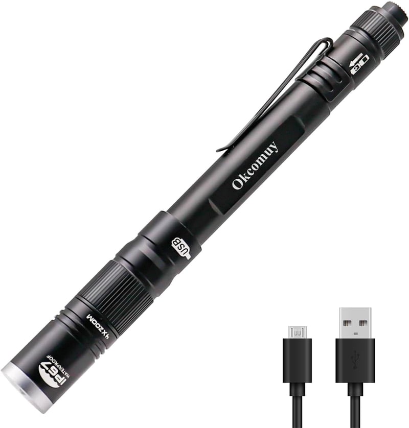 Rechargeable Waterproof Pen Light with Pocket Clip for Work & Repair