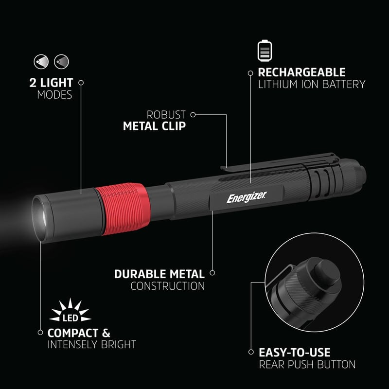 Rechargeable 400-Lumen Pen Light, Water-Resistant LED Flashlight