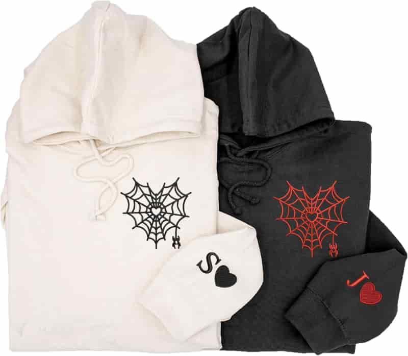 Halloween Couple's Embroidered Matching Hoodies