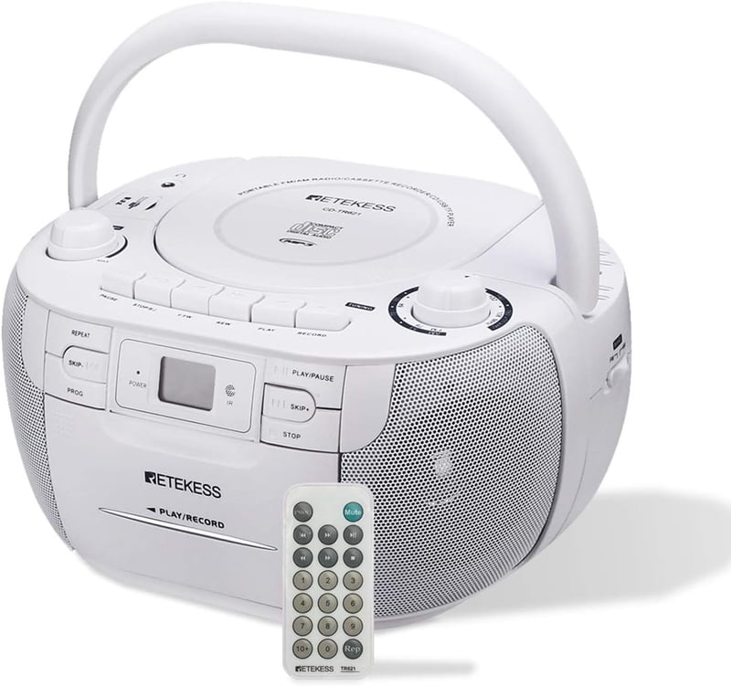 Portable CD & Cassette Player Boombox for Family