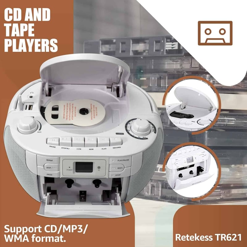 Portable CD & Cassette Player Boombox for Family