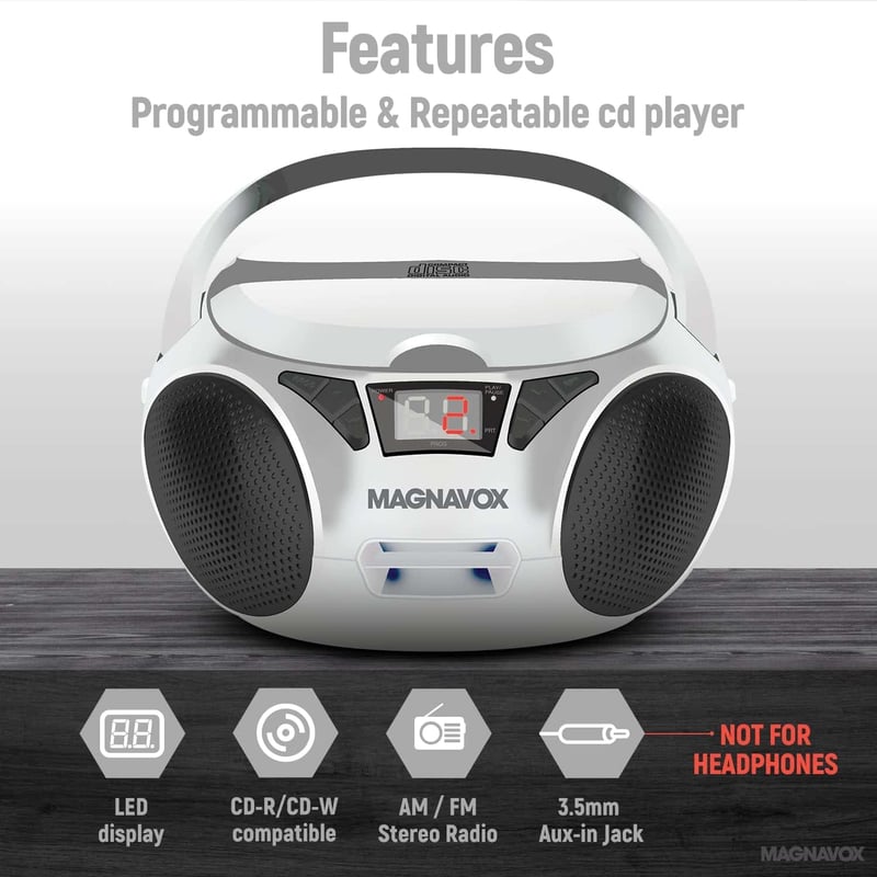 Magnavox Portable CD Boombox with AM/FM Radio & AUX