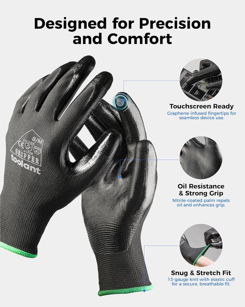 Oil-Resistant Nitrile Work Gloves with Grip