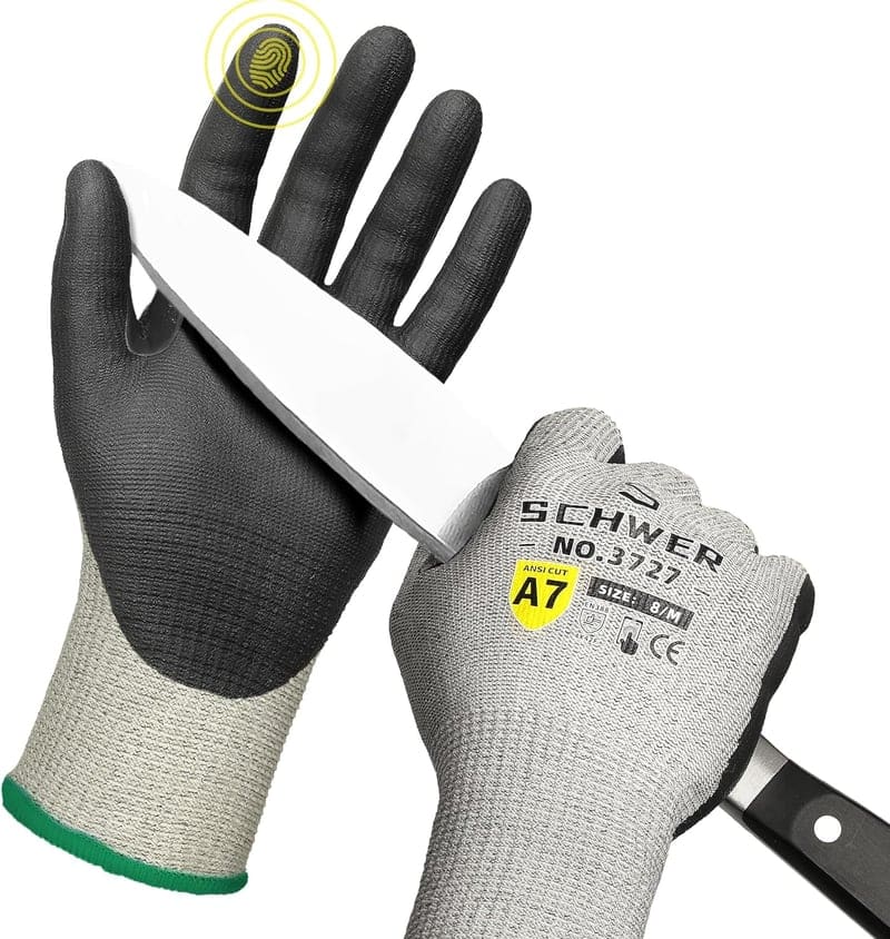 Cut-Resistant Work Gloves, ANSI A7, Durable & Breathable, 6 Pairs