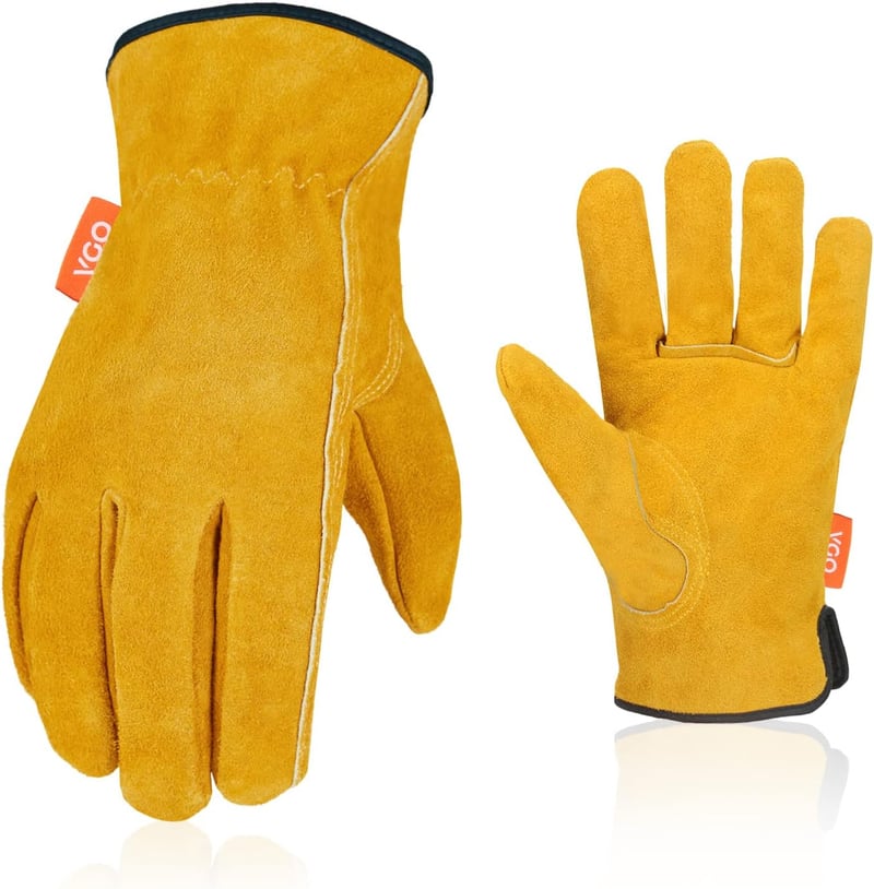 Cowhide Leather Driver Gloves, Size L Gold