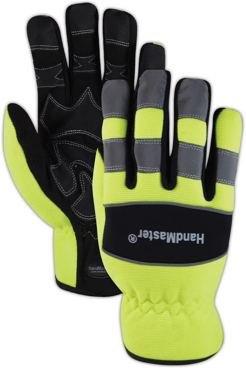 High-Visibility Synthetic Suede Gloves, Large 9