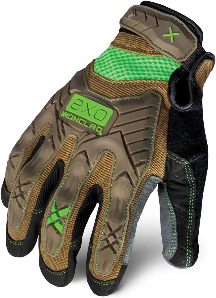 EXO Ironclad Impact Work Gloves, TPR Protection, Brown