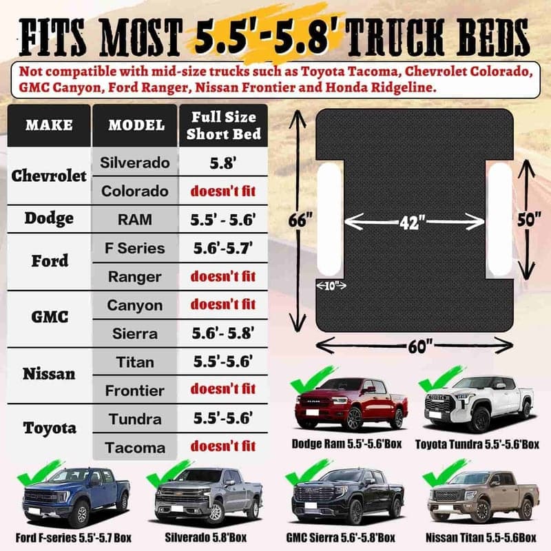 Truck Bed Air Mattress with Pump for Camping