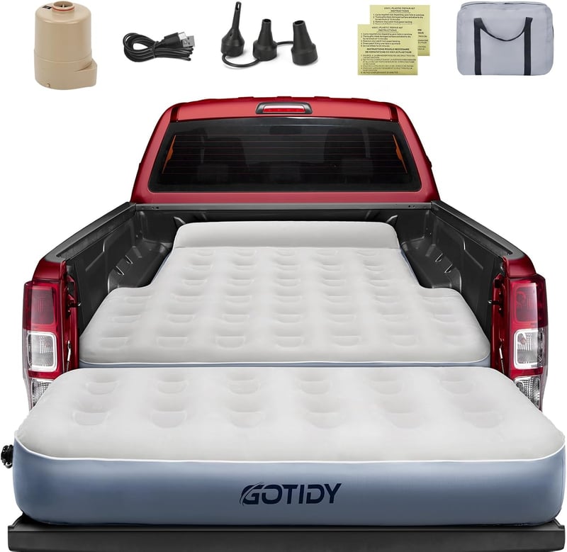 Truck Bed Air Mattress with Built-In Pump, 5ft-5.5ft