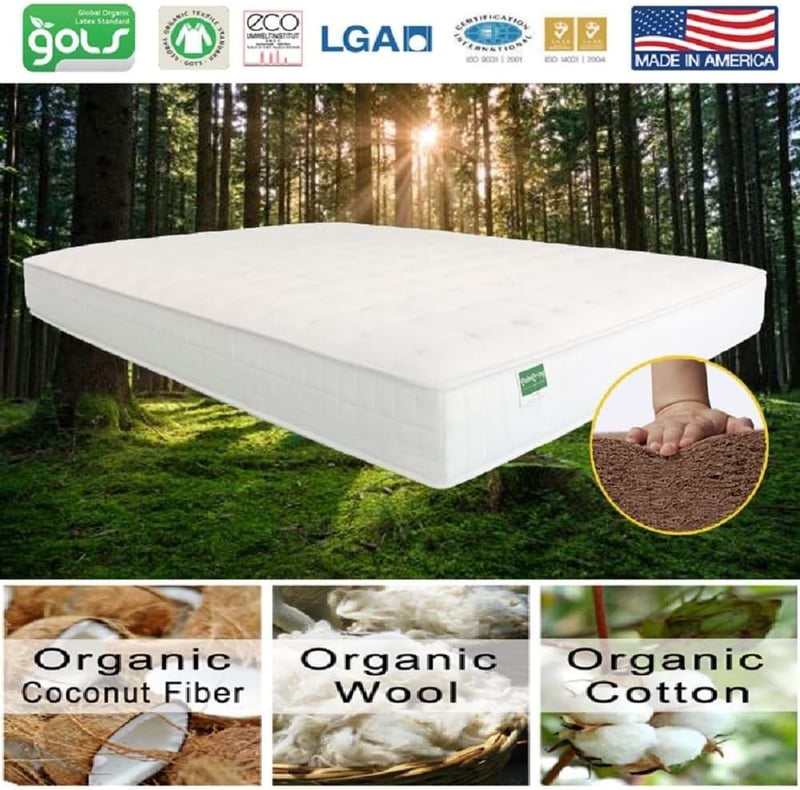 Organic Coir Mattress, 8” Extra Firm Comfort