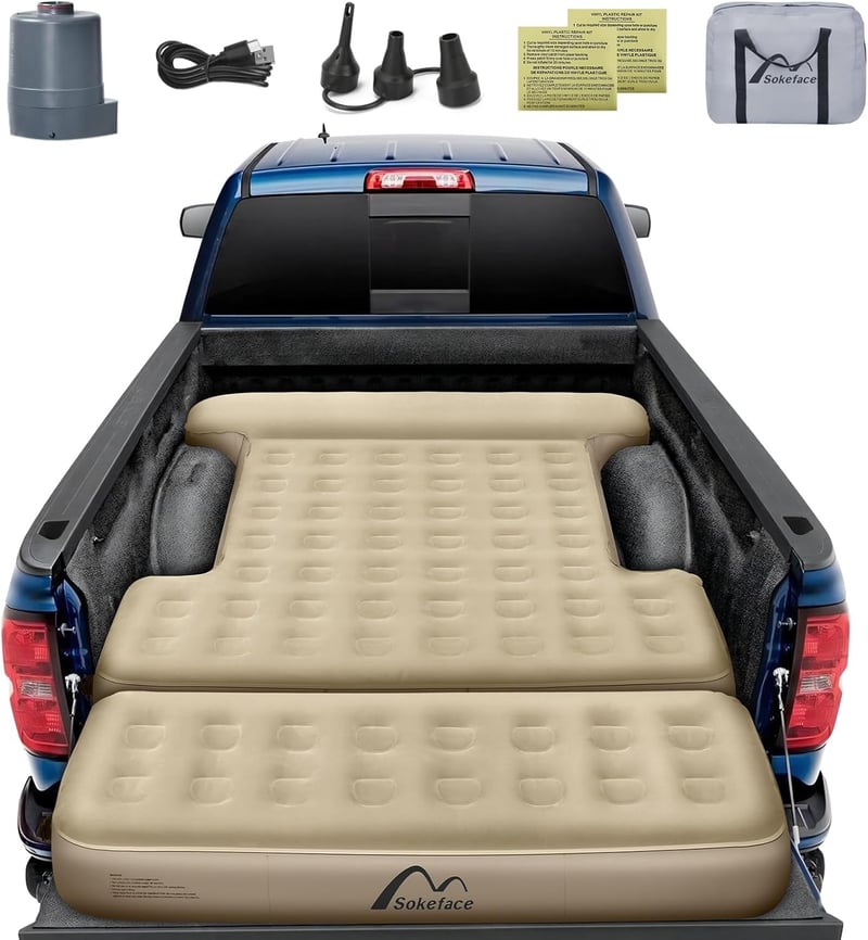 Truck Bed Air Mattress for Camping, Detachable & Inflatable