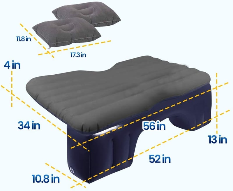 Car Backseat Air Mattress with Pillows - Portable Universal Fit