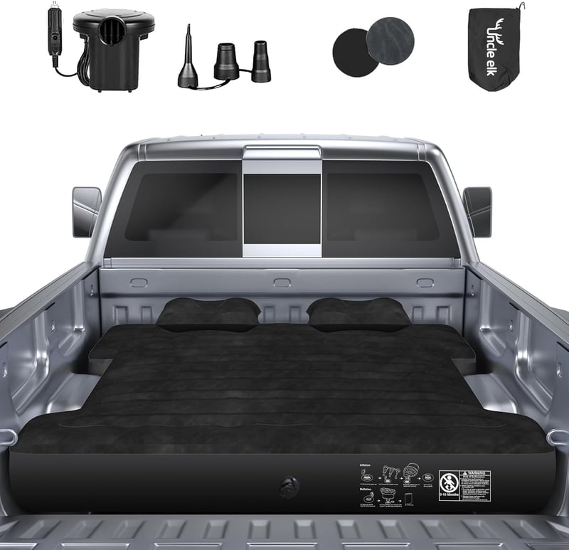Truck Air Mattress with Pump & Pillows - Black