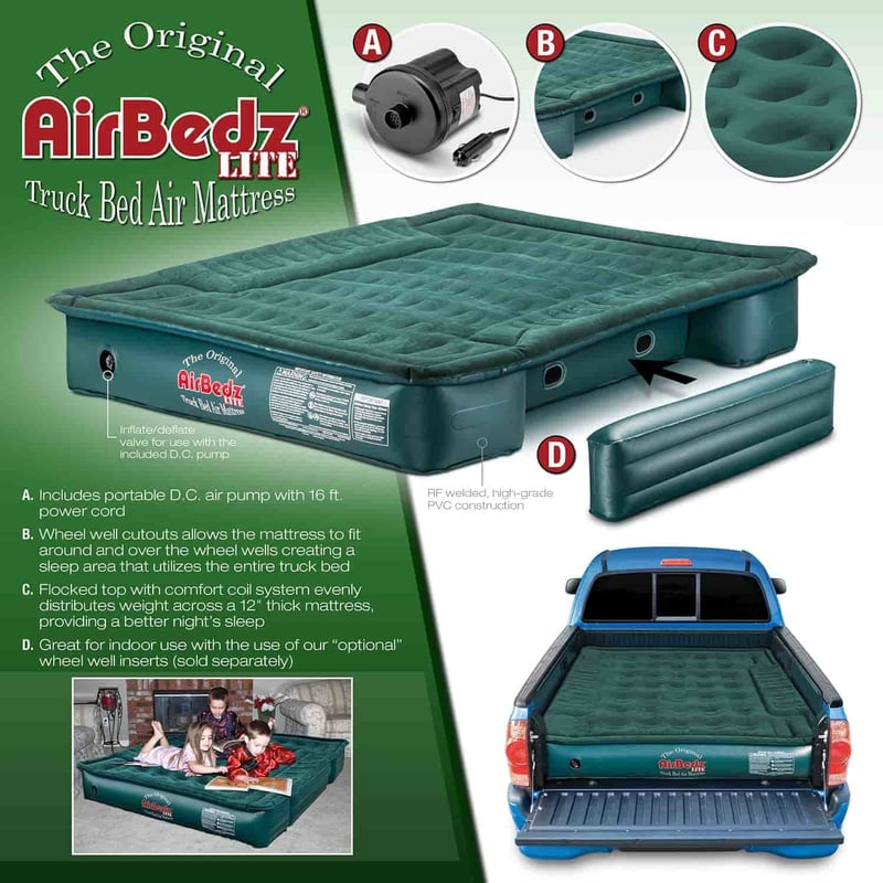 Truck Bed Air Mattress with DC Air Pump, Green, 6-6.5'