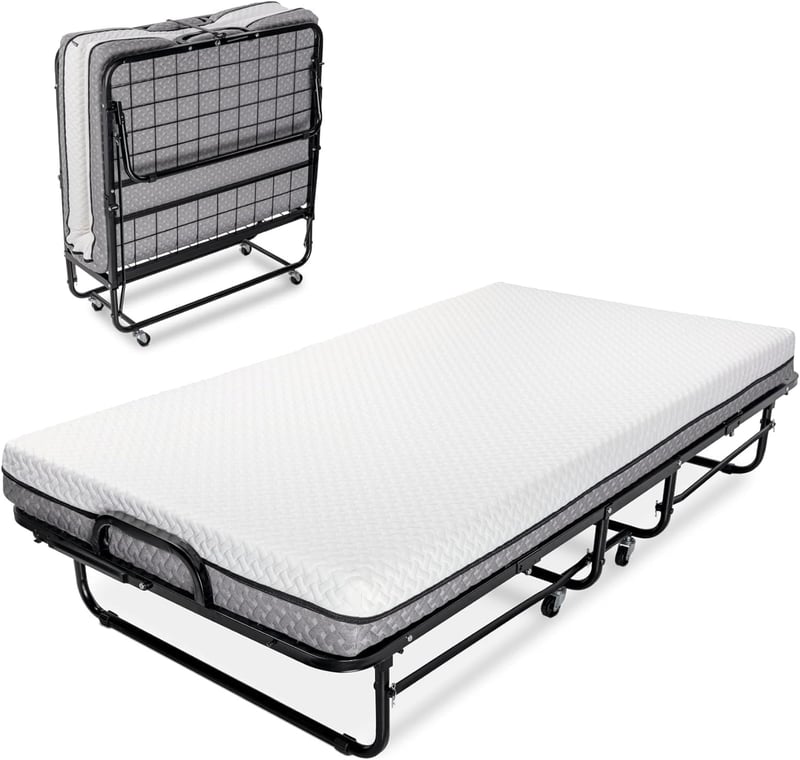 Twin Folding Bed with Memory Foam Mattress and Strong Frame
