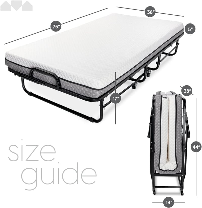Twin Folding Bed with Memory Foam Mattress and Strong Frame