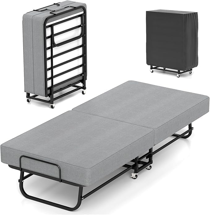 Portable Folding Bed with Memory Foam Mattress, 75