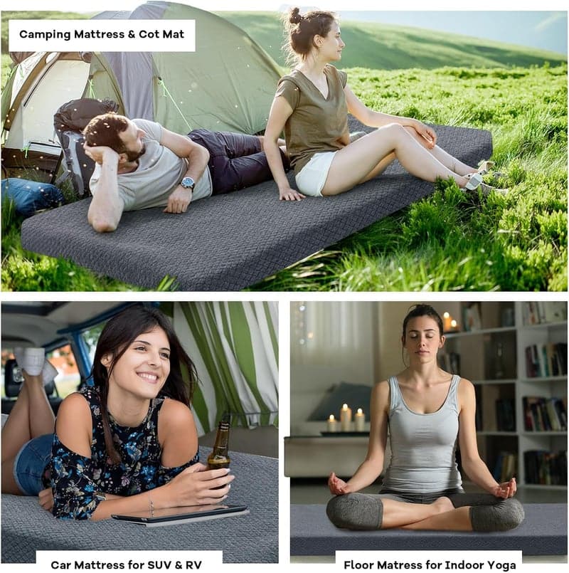 Camping Mattress Pad - Memory Foam, Waterproof, Portable, Foldable