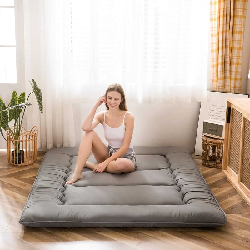 Queen Charcoal Grey Floor Futon Mattress