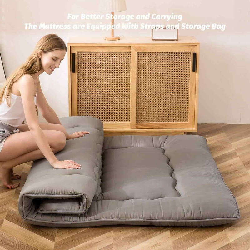 Queen Charcoal Grey Floor Futon Mattress