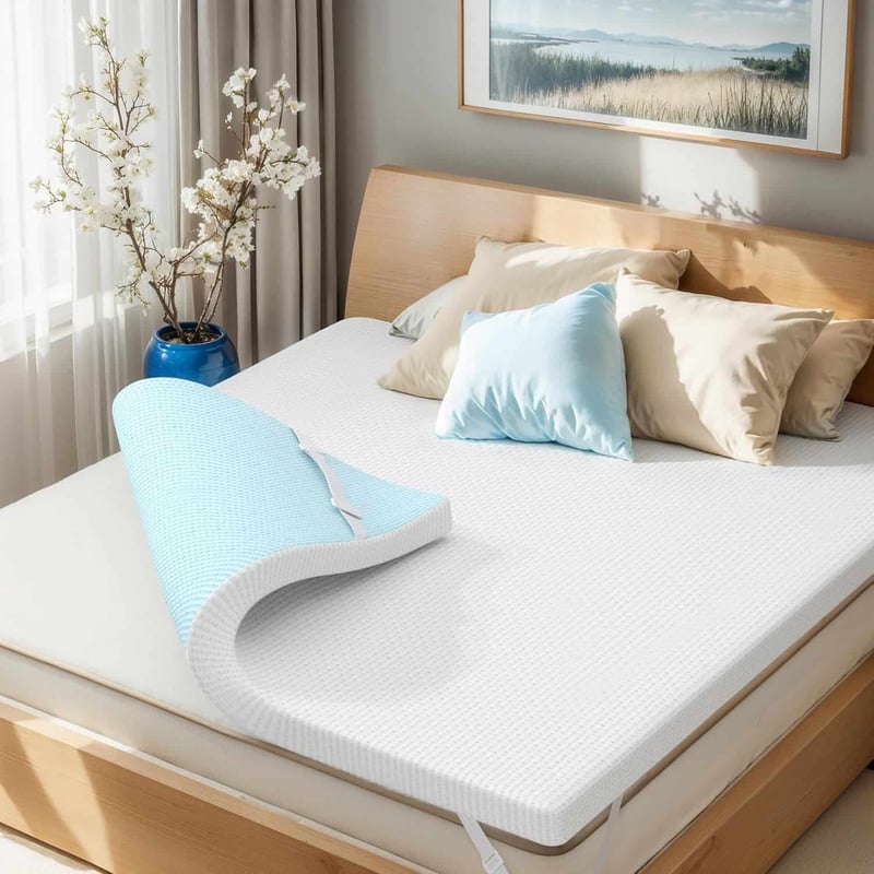 Gel Memory Foam Mattress Topper with Cooling Cover, Queen 2 Inch