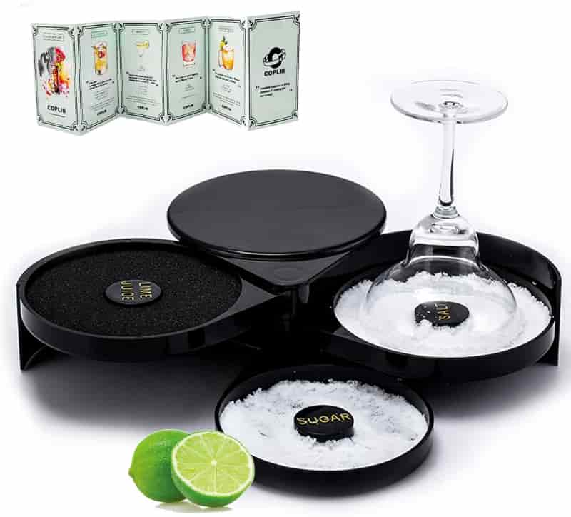 Bar Glass Rimmer Set with Recipe Card, Black