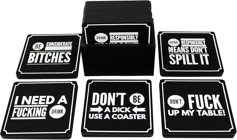 Funny Felt Coaster Set for Home Bar - 10 Pack