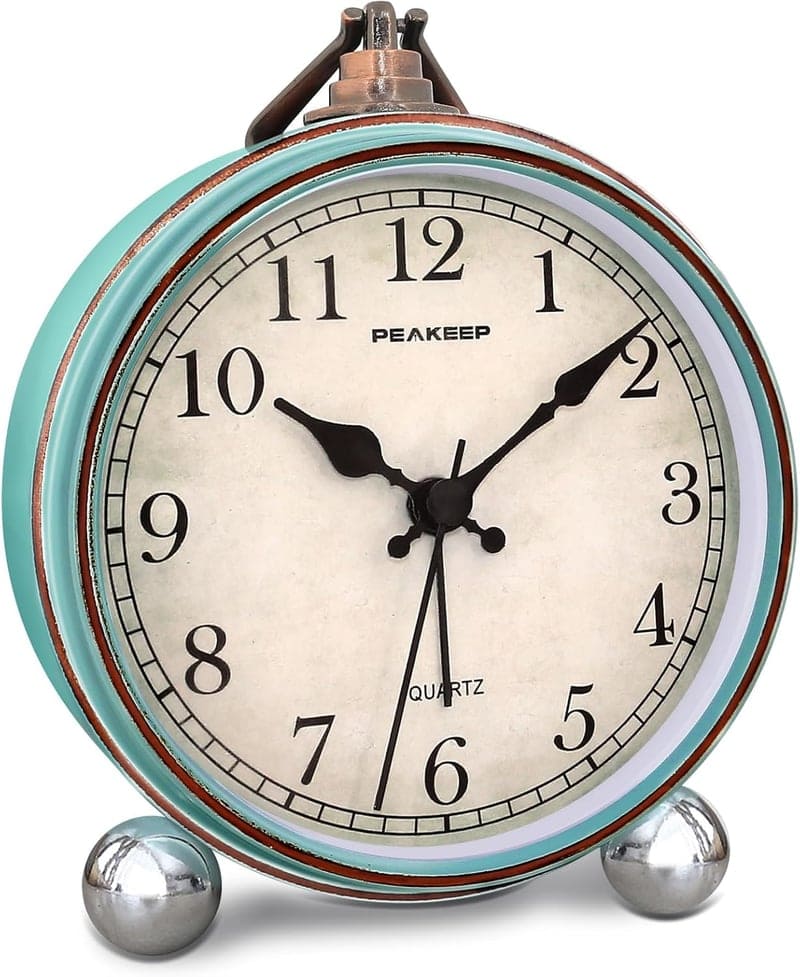 Retro Analog Alarm Clock - Silent, Battery-Operated Gift