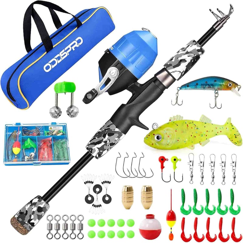 Kids Telescopic Fishing Rod Kit with Reel, Pink