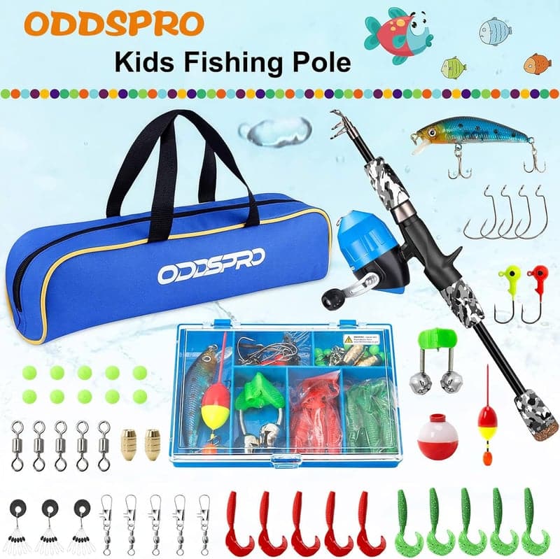 Kids Telescopic Fishing Rod Kit with Reel, Pink