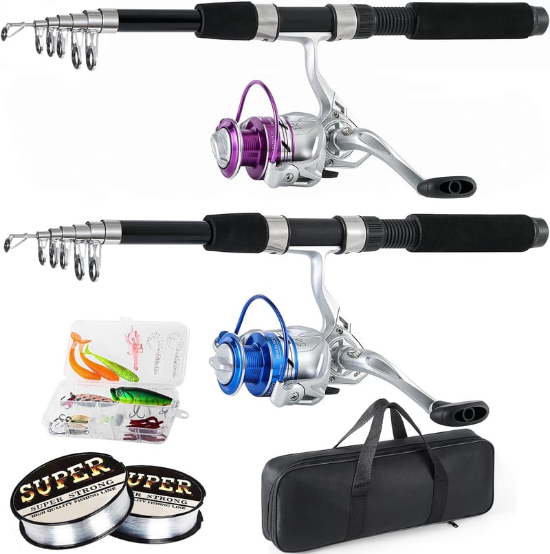 Telescopic Fishing Rod & Reel Set, 6.9ft Carbon Fiber Combo