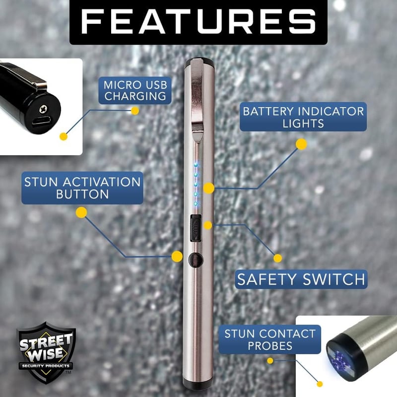 25M Volt Tactical Stun Pen for Self-Defense, USB Rechargeable