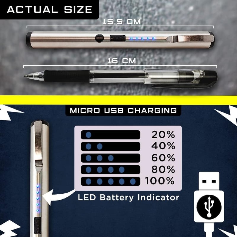 25M Volt Tactical Stun Pen for Self-Defense, USB Rechargeable