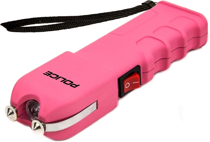 Pink Rechargeable Stun Gun with LED Flashlight for Women's Safety
