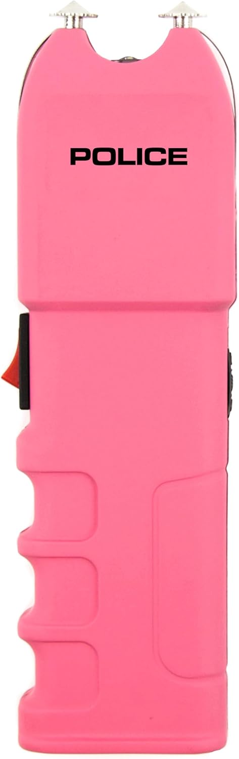 Pink Rechargeable Stun Gun with LED Flashlight for Women's Safety