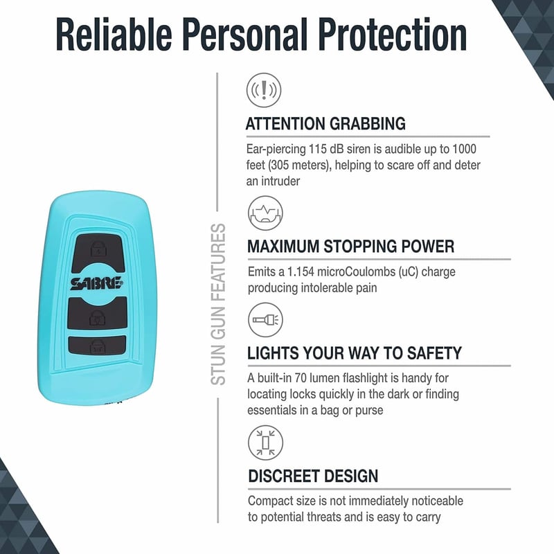 3-in-1 Stun Gun with Alarm & Flashlight, 70 Lumens