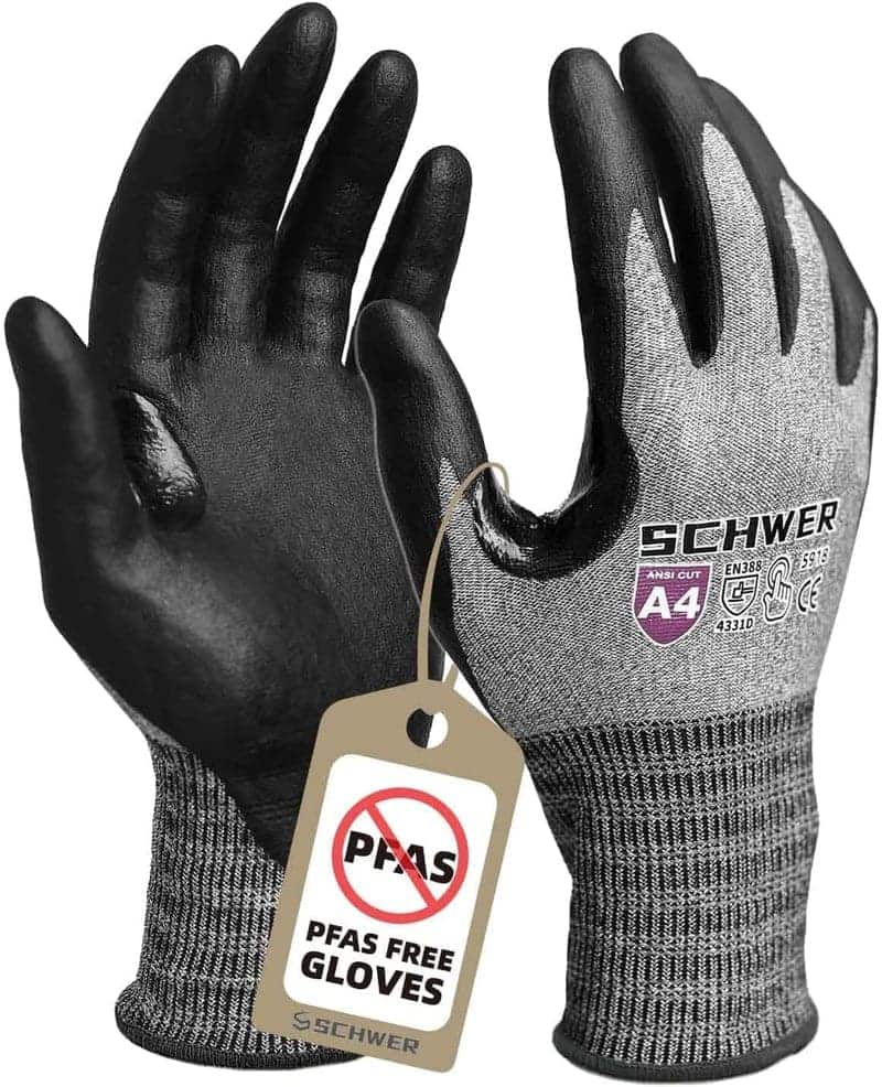 Cut-Resistant Gloves ANSI A4, Lightweight, Touchscreen, Black (L)