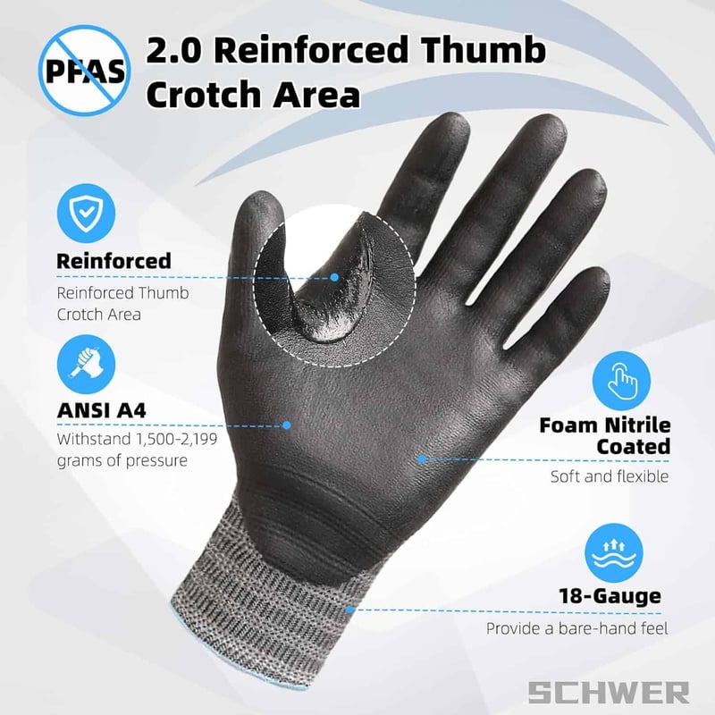 Cut-Resistant Gloves ANSI A4, Lightweight, Touchscreen, Black (L)