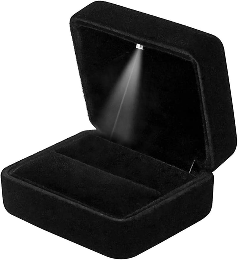 Engagement Ring Box with LED Light for Proposal and Wedding