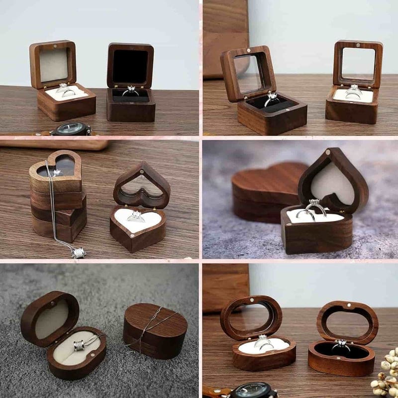 Wedding Custom Wooden Ring Box with Personalized Text