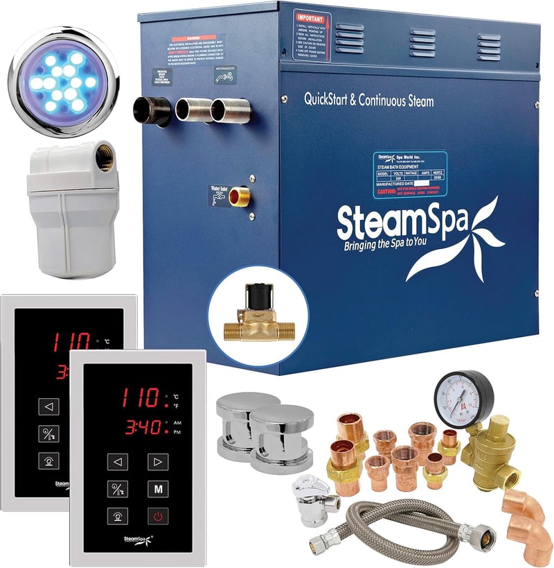SteamSpa 12KW QuickStart Steam Generator Kit, Chrome